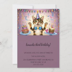 Cartoon Cats Kids’ Purr-fect Birthday Party  Invitation