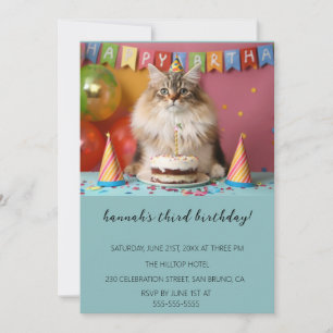 Cartoon Cats Kids’ Purr-fect Birthday Party Invitation