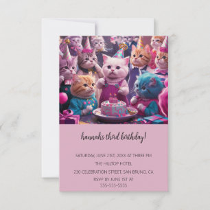 Cartoon Cats Kids’ Purr-fect Birthday Party Invitation