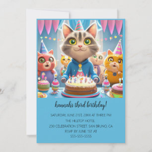 Cartoon Cats Kids’ Purr-fect Birthday Party Invitation