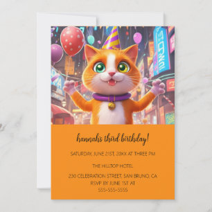 Cartoon Cats Kids’ Purr-fect Birthday Party Invitation