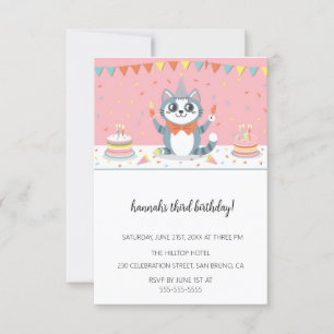 Cartoon Cats Kids’ Purr-fect Birthday Party  Invitation