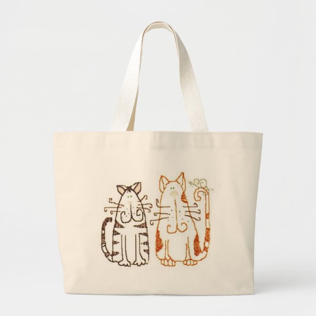 cartoon cats large tote bag (Front)
