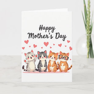 Cartoon Cats Mothers Day Card