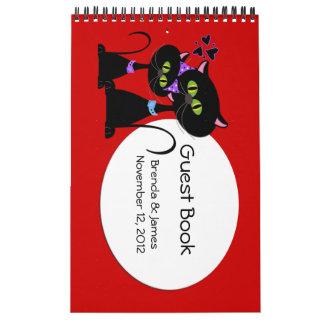 Cartoon Cats Wedding Guest Book Calendar