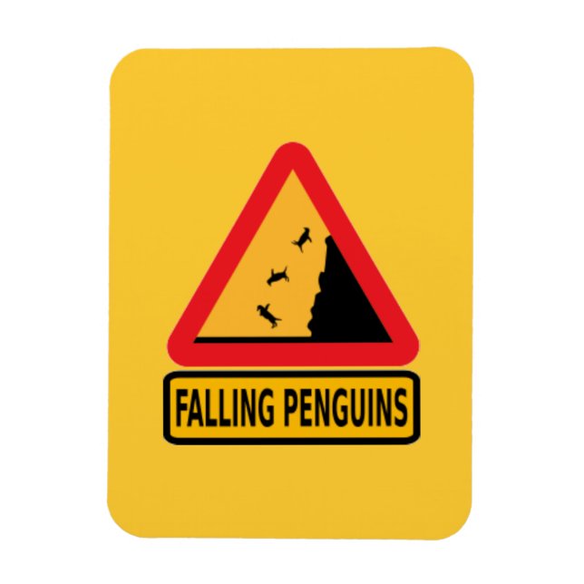 cartoon,  caution,  falling penguin,  penguin,  si magnet (Vertical)