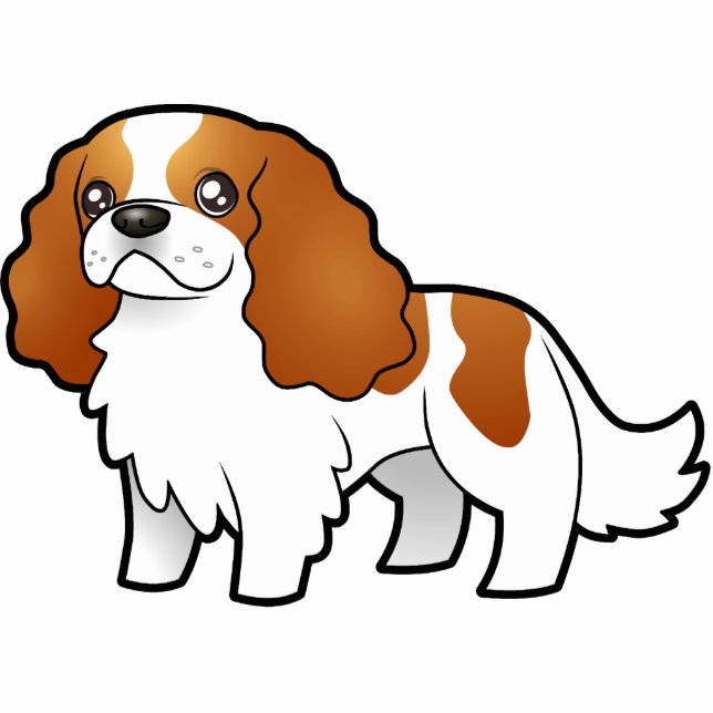 Cartoon Cavalier King Charles Spaniel Photo Sculpture Magnet (Front)