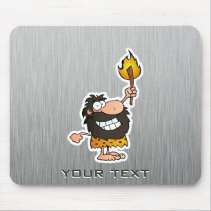 Cartoon Caveman; Metal-look Mouse Mat