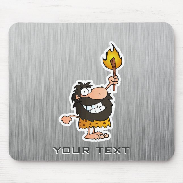 Cartoon Caveman; Metal-look Mouse Mat (Front)