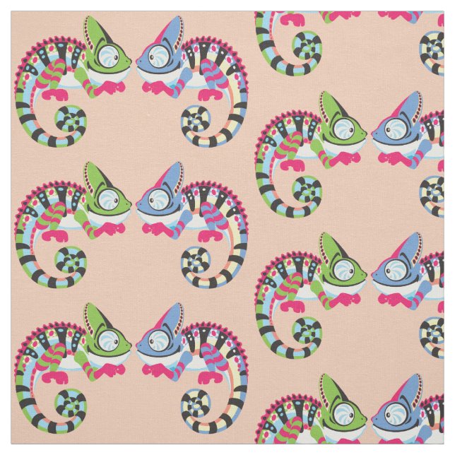 cartoon chameleon fabric (Swatch)