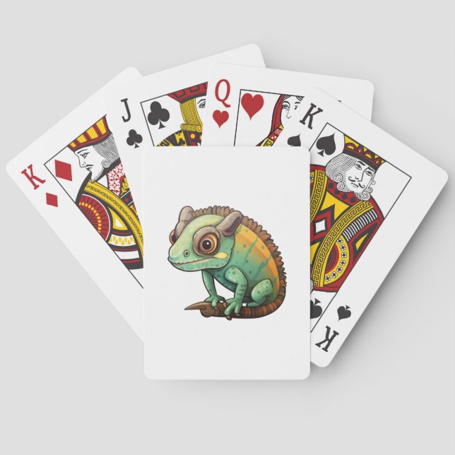 Cartoon chameleon illustration playing cards (Back)