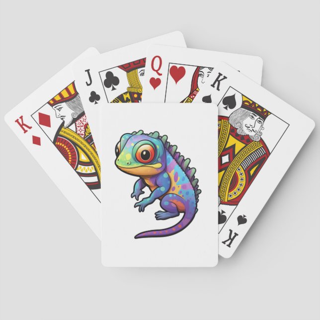 Cartoon chameleon illustration playing cards (Back)
