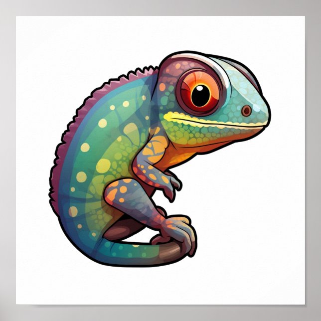 Cartoon chameleon illustration poster (Front)