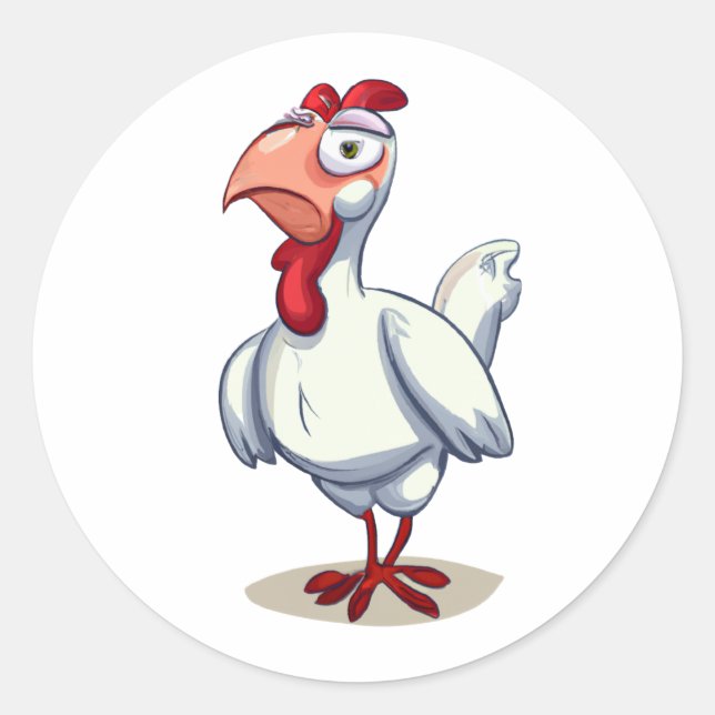 Cartoon Character Chicken Classic Round Sticker (Front)