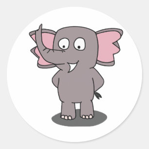 Cartoon Character Elephant Classic Round Sticker