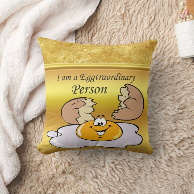 cartoon character fried egg with big smile cushion (Blanket)
