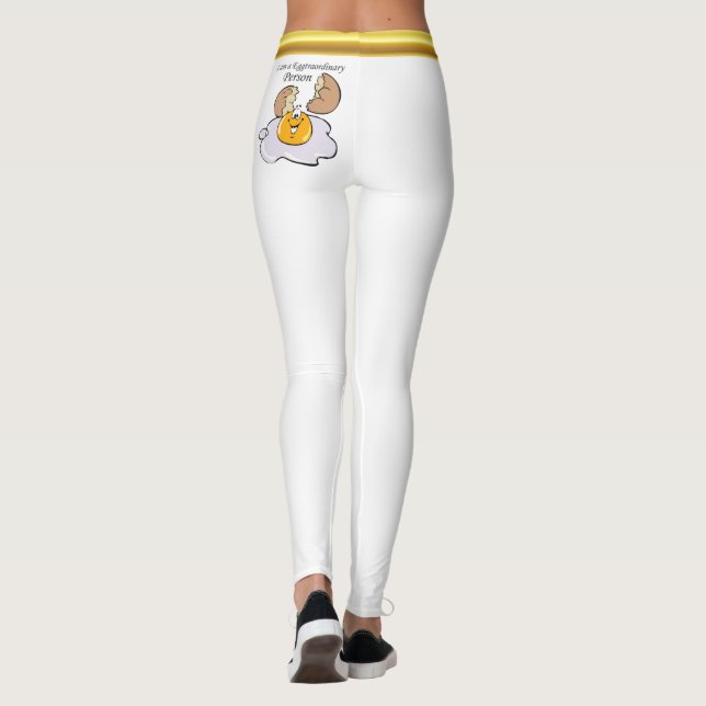cartoon character fried egg with big smile leggings (Back)