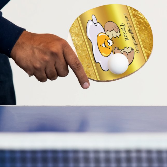 cartoon character fried egg with big smile ping pong paddle (Insitu)