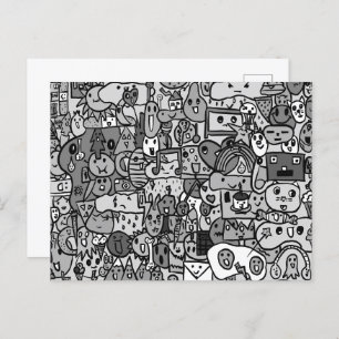 Cartoon Character Hand Drawn Toss Pattern Postcard