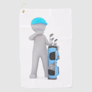 Cartoon character holding a Golf Bag Design Golf Towel