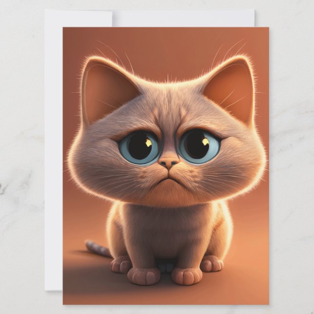 cartoon character illustration of a cute cat card (Front)