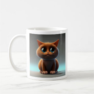 cartoon character illustration of a cute cat coffee mug