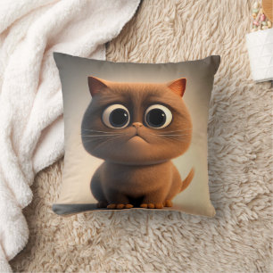 cartoon character illustration of a cute cat cushion