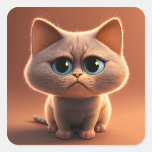 cartoon character illustration of a cute cat square sticker