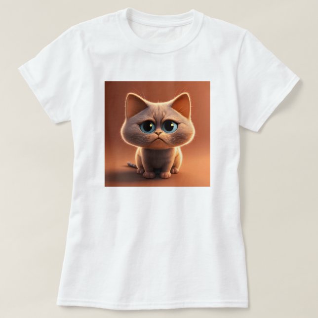 cartoon character illustration of a cute cat T-Shirt (Design Front)