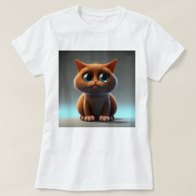 cartoon character illustration of a cute cat T-Shirt (Design Front)
