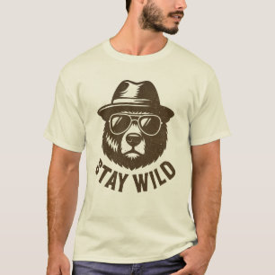 Cartoon Character in Vintage Grunge Style T-Shirt