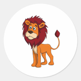 Cartoon Character Lion Classic Round Sticker