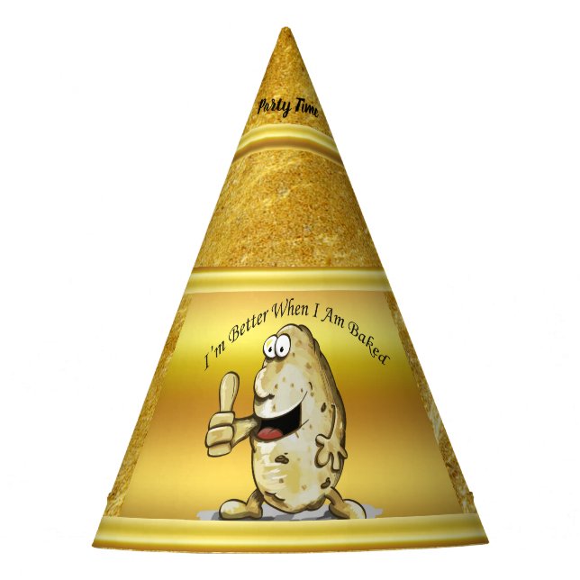 cartoon character potato with big eyes 1 party hat (Front)