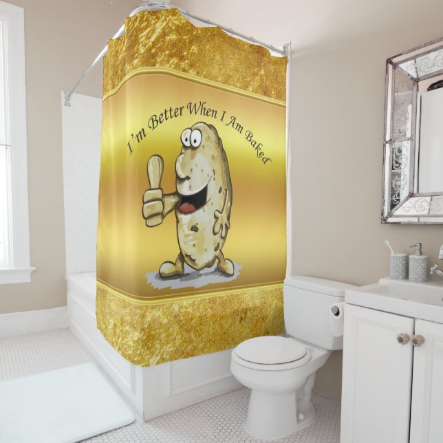 cartoon character potato with big eyes 1 shower curtain (In Situ)