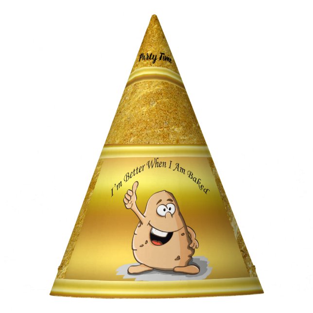cartoon character potato with big eyes 2 party hat (Front)