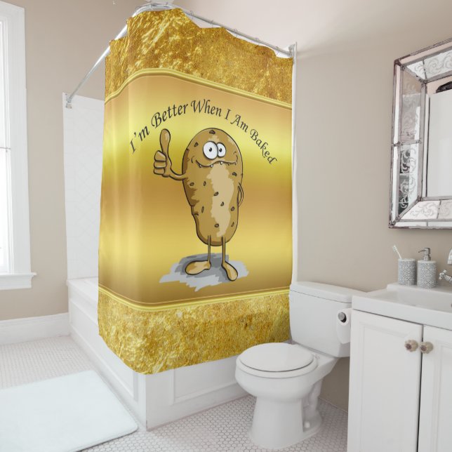 cartoon character potato with big eyes 3 shower curtain (In Situ)