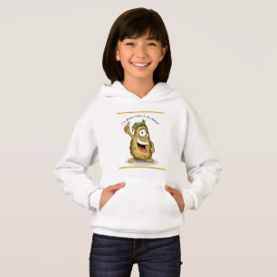 Cartoon character potato with green hair