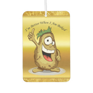 Cartoon character potato with green hair car air freshener
