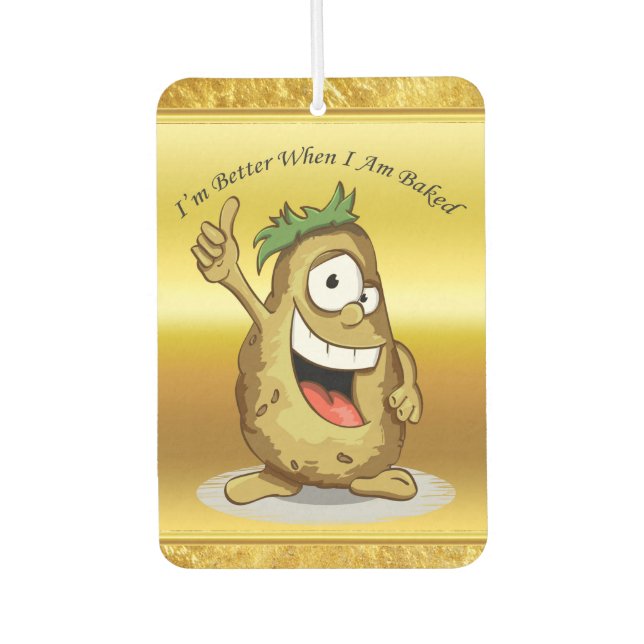 Cartoon character potato with green hair car air freshener (Front)