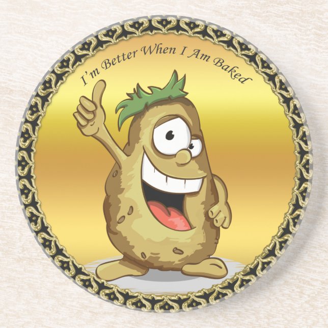 Cartoon character potato with green hair coaster (Front)
