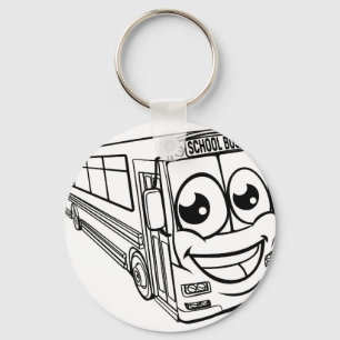Cartoon Character School Bus Mascot Key Ring