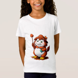 Cartoon character with a Hat and flower AI Art T-Shirt