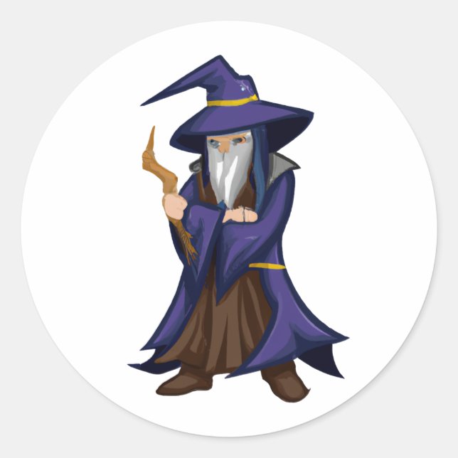 Cartoon Character - Wizard Classic Round Sticker (Front)