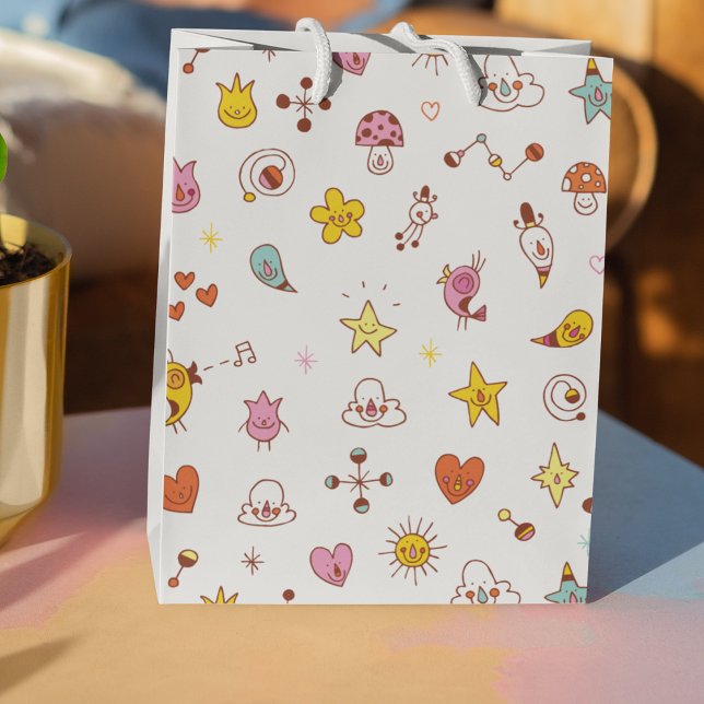 Cartoon Characters Seamless Pattern Medium Gift Bag (Creator Uploaded)