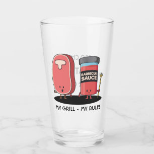 Cartoon Characters Steak & Sauce Custom BBQ Chef Glass