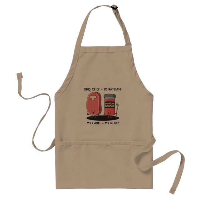 Cartoon Characters Steak & Sauce Custom BBQ Chef Standard Apron (Front)