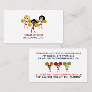 Cartoon Cheerleader Design, Cheerleading Coach Business Card