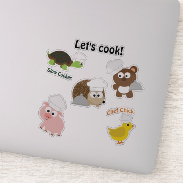 Cartoon Chef Animals sticker set (Detail)