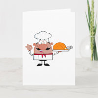Cartoon Chef Holding Roast Turkey