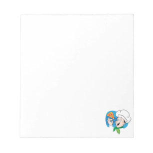 Cartoon chef with pizza notepad